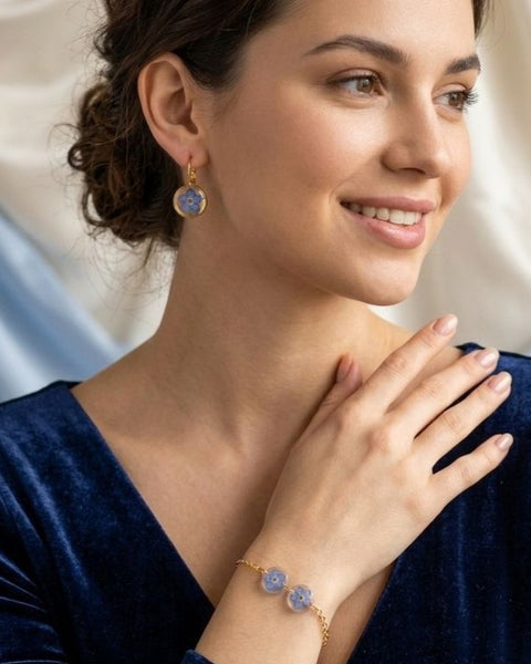 Forget-Me-Not Bloom Jewelry Set in Gold