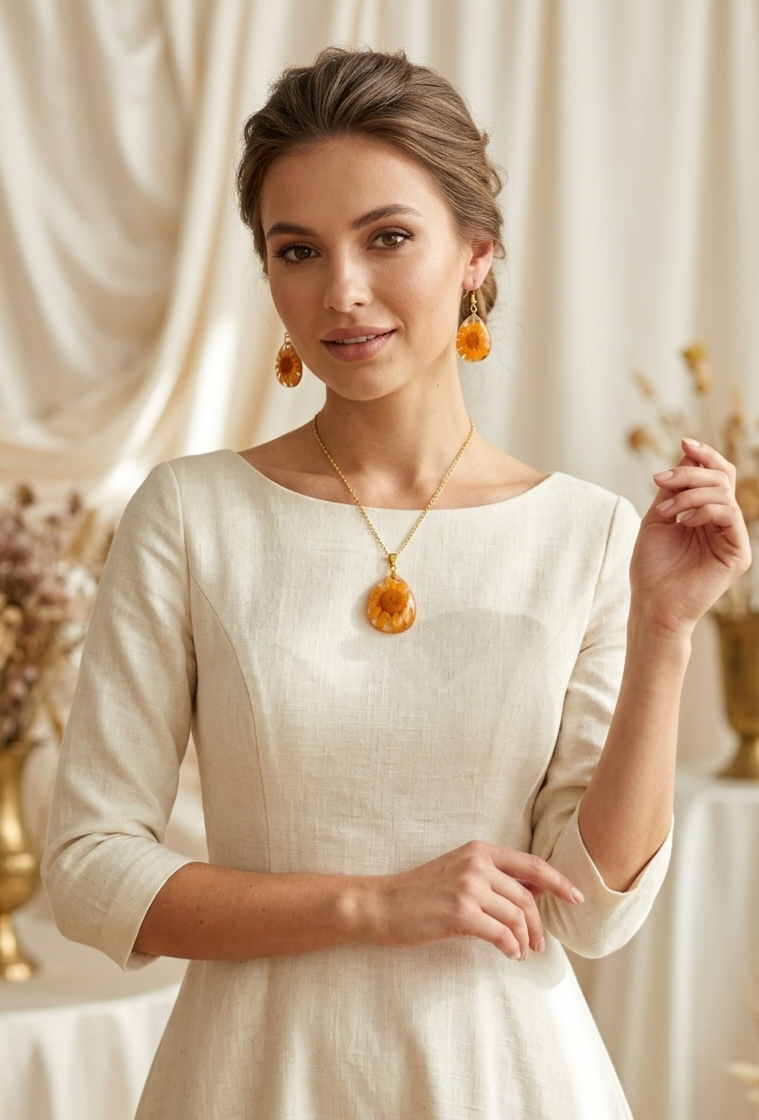 Preserved Real Yellow Flower Set