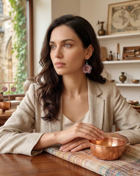 Violet Hibiscus Resin Earrings