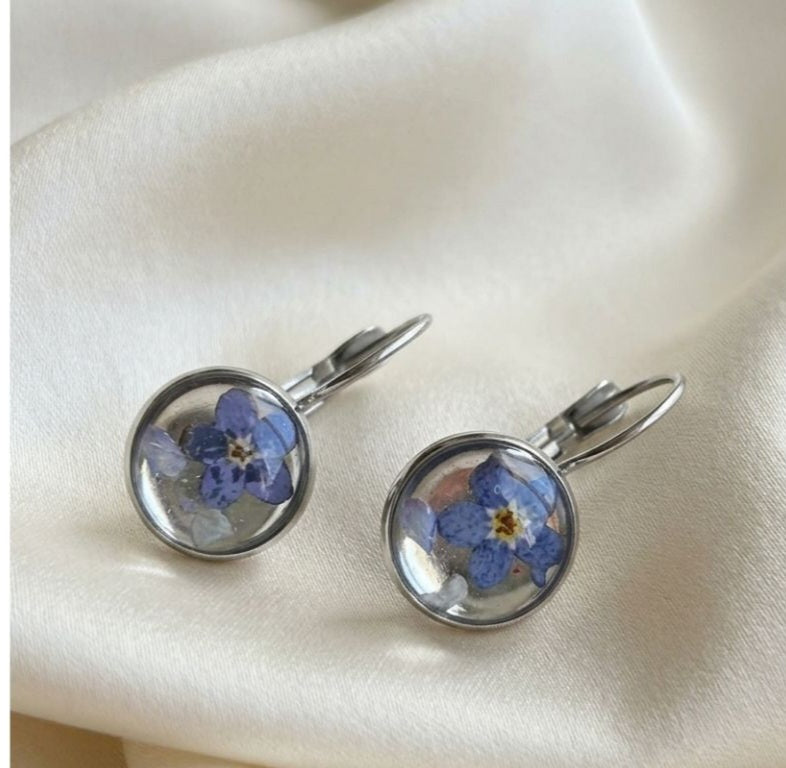 Ethereal Memory" Set – Real Forget-Me-Not, Rose Quartz & Opalite