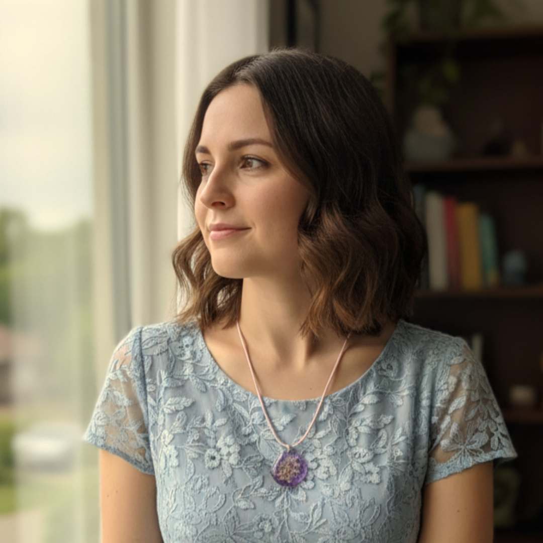 Soft Purple Flower Resin Necklace