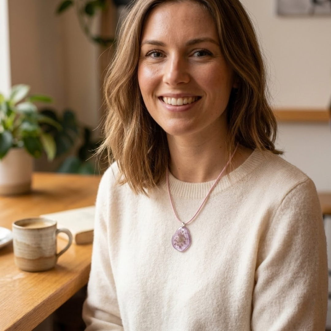 Soft Purple Flower Resin Necklace