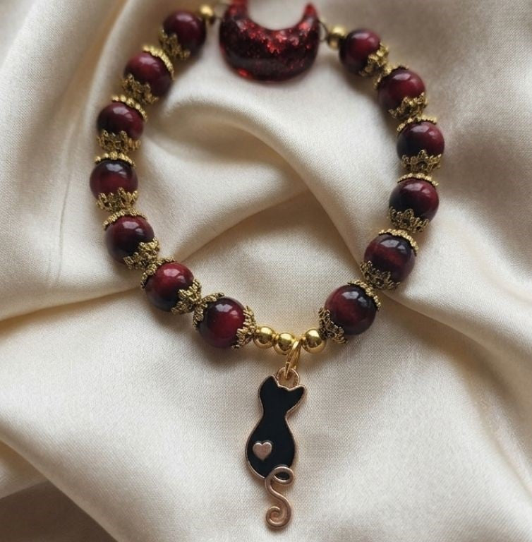 Blood Moon Feline Bracelet – Mystique, Protection & Inner Strength