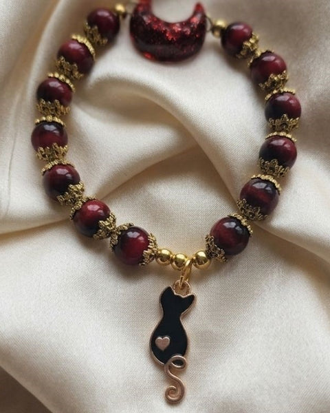 Blood Moon Feline Bracelet – Mystique, Protection & Inner Strength