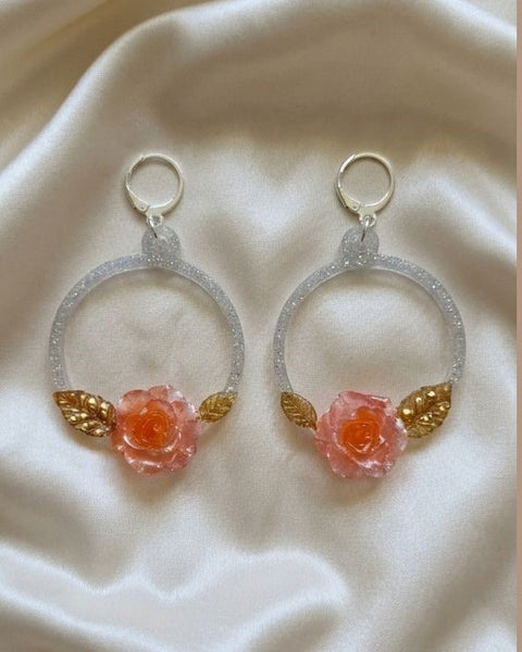 Blush Rose Halo Earrings