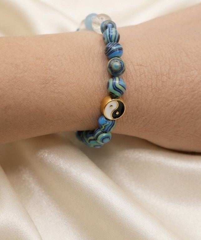 Harmony Balance Bracelet – Citrine, Blue Chalcedony & Malachite with Yin & Yang Charm