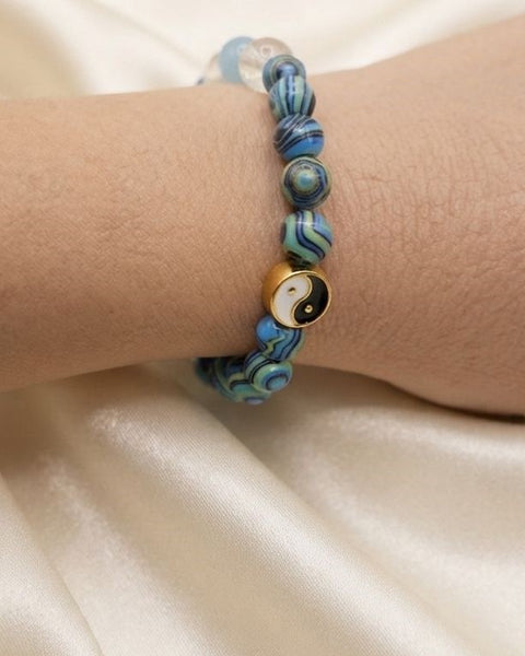 Harmony Balance Bracelet – Citrine, Blue Chalcedony & Malachite with Yin & Yang Charm