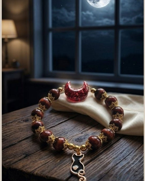 Blood Moon Feline Bracelet – Mystique, Protection & Inner Strength