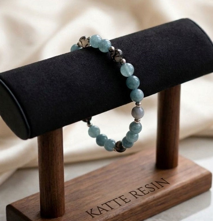 Ocean Serenity Bracelet – Blue Chalcedony & Dragon Agate Elegance