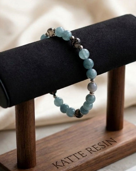 Ocean Serenity Bracelet – Blue Chalcedony & Dragon Agate Elegance