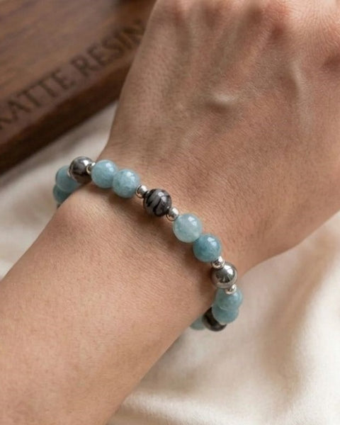 Ocean Serenity Bracelet – Blue Chalcedony & Dragon Agate Elegance