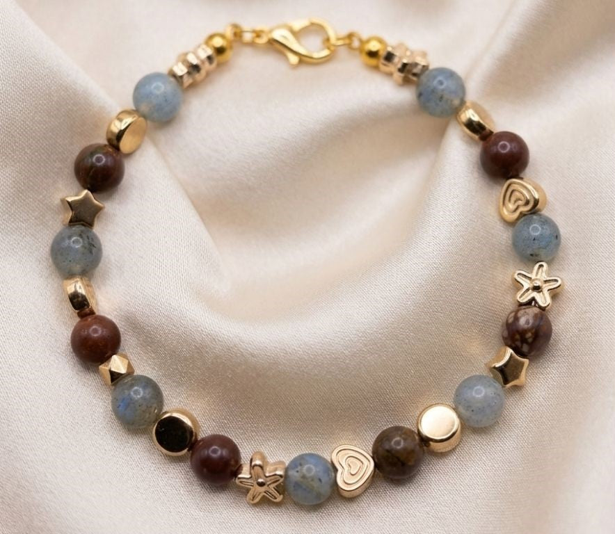 Celestial Harmony Bracelet – Labradorite & Picasso Jasper Elegance