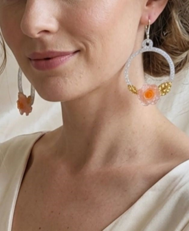 Blush Rose Halo Earrings