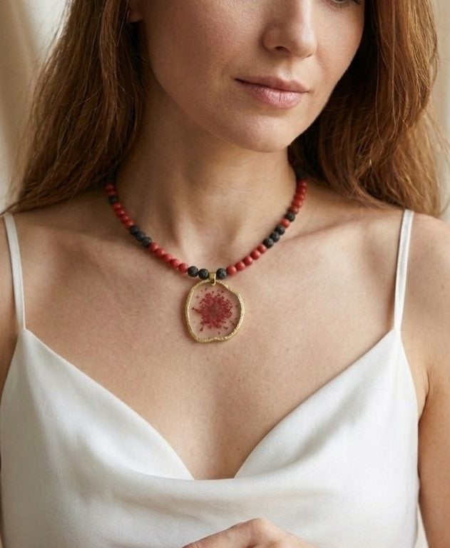 Crimson Bloom Necklace – A Statement of Passion & Strength