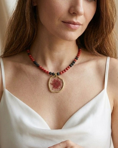 Crimson Bloom Necklace – A Statement of Passion & Strength
