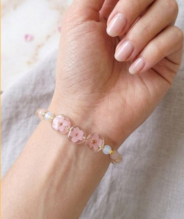 Forget-Me-Not Keepsake Bracelet with Rose Quartz & Opalite