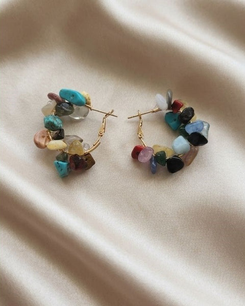Harmony Mosaic Hoop Earrings – A Celebration of Nature's Colors