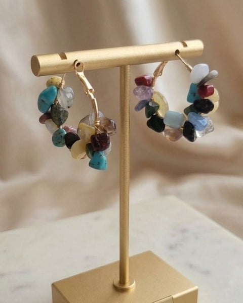 Harmony Mosaic Hoop Earrings – A Celebration of Nature's Colors