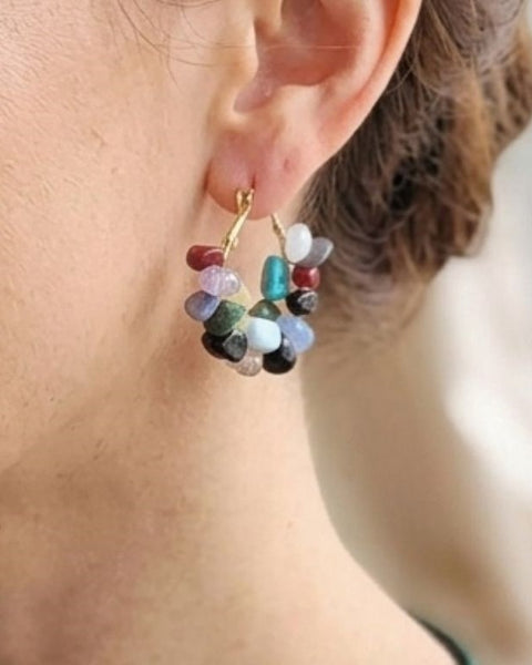 Harmony Mosaic Hoop Earrings – A Celebration of Nature's Colors