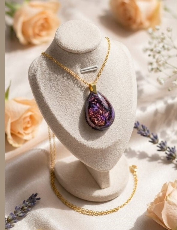 Cosmic Dream Pendant Necklace – Multicolor Universe in Resin