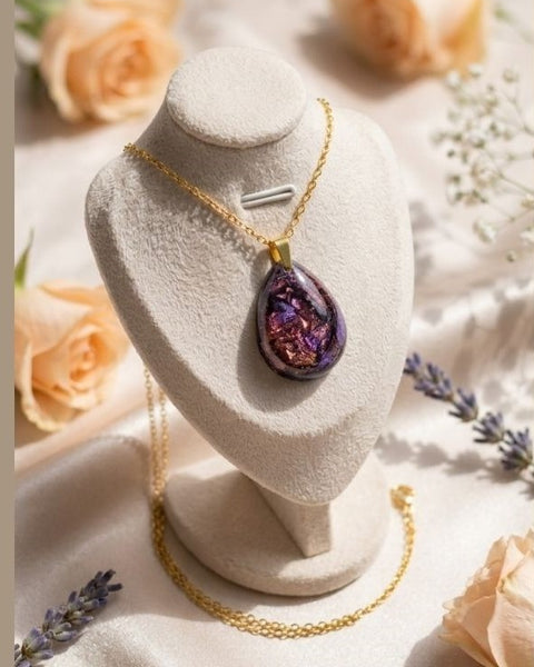 Cosmic Dream Pendant Necklace – Multicolor Universe in Resin