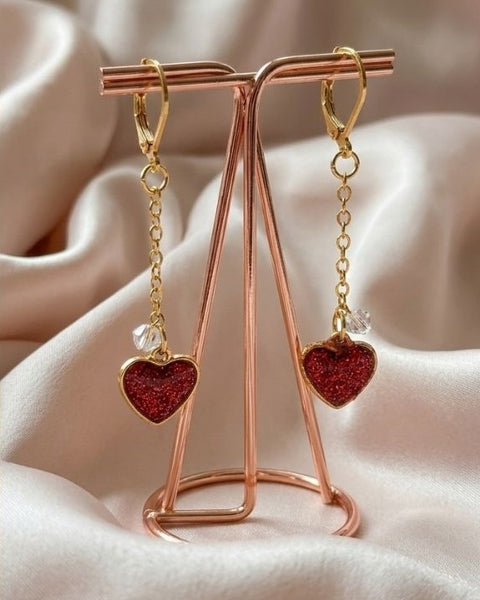 Crimson Heart Sparkle Earrings