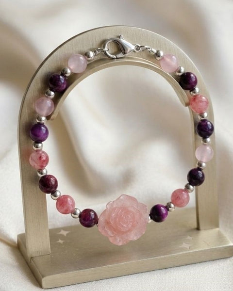 Blush Rose Harmony Bracelet – Elegant Gemstone & Resin Design