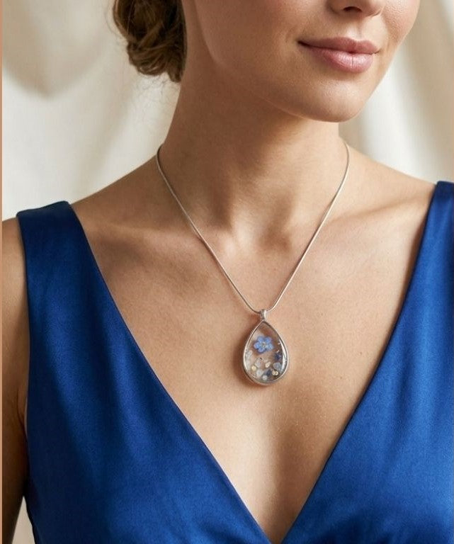 Ethereal Memory" Set – Real Forget-Me-Not, Rose Quartz & Opalite