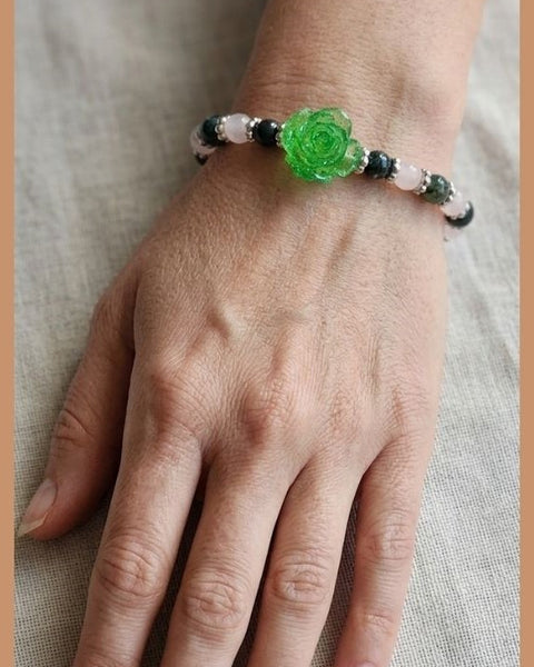 Emerald Rose Serenity Bracelet – Nature & Balance in Harmony