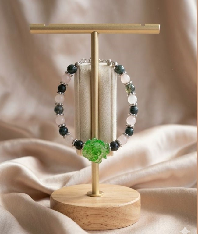 Emerald Rose Serenity Bracelet – Nature & Balance in Harmony
