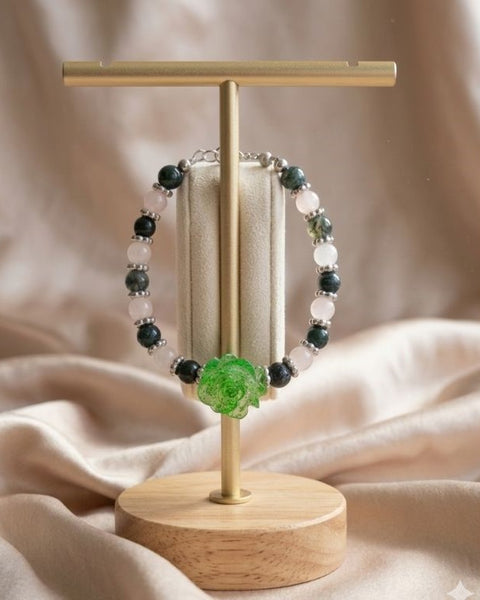 Emerald Rose Serenity Bracelet – Nature & Balance in Harmony
