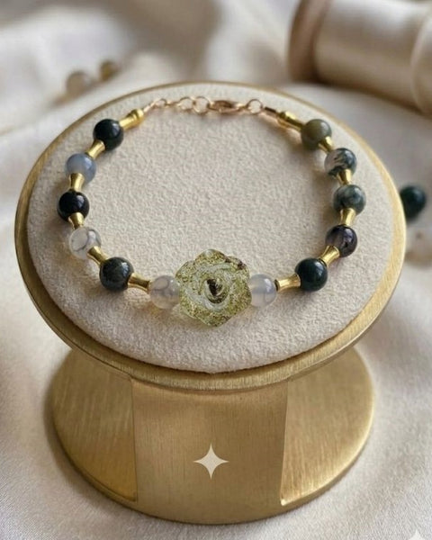 Enchanted Forest Rose Bracelet – Green Glow & Mystic Accents