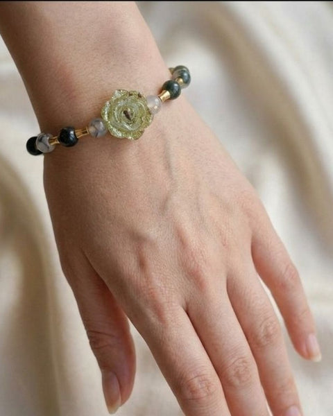 Enchanted Forest Rose Bracelet – Green Glow & Mystic Accents