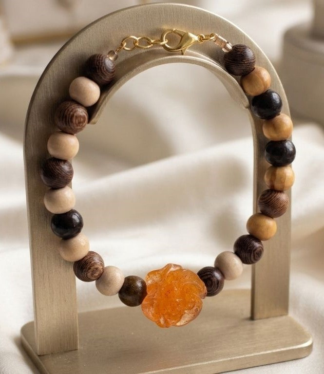 Sunset Rose Bracelet – Warm Resin & Wood Harmony