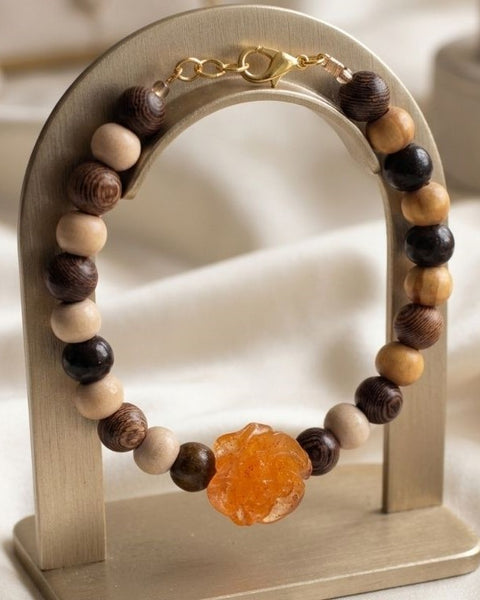 Sunset Rose Bracelet – Warm Resin & Wood Harmony