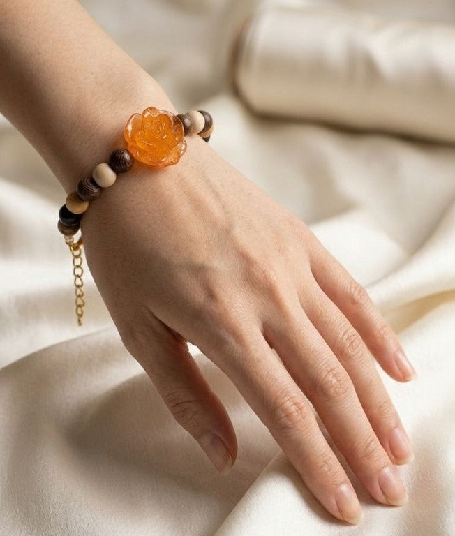 Sunset Rose Bracelet – Warm Resin & Wood Harmony