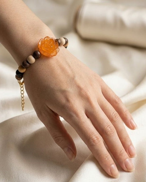 Sunset Rose Bracelet – Warm Resin & Wood Harmony