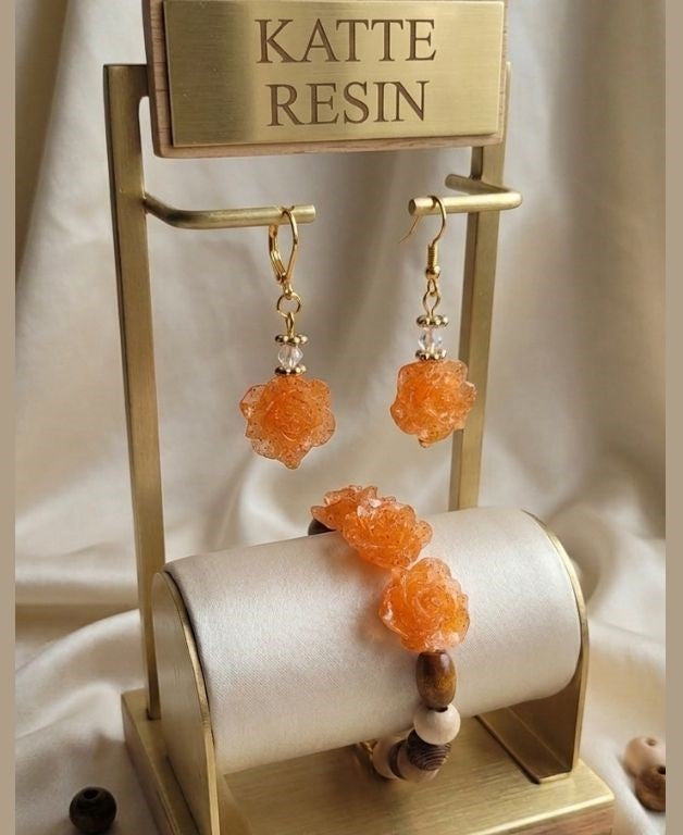Amber Sparkle Rose Set – Bracelet & Earrings