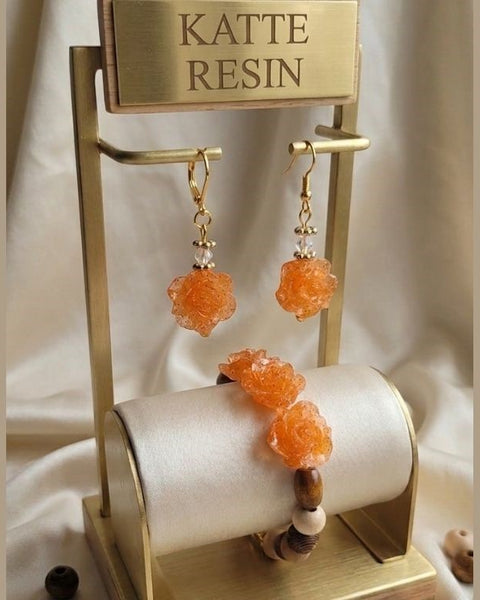 Amber Sparkle Rose Set – Bracelet & Earrings