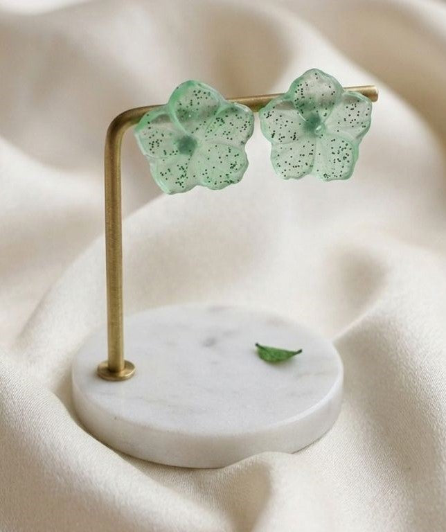 Delicate Colorful Floral Resin Stud Earrings