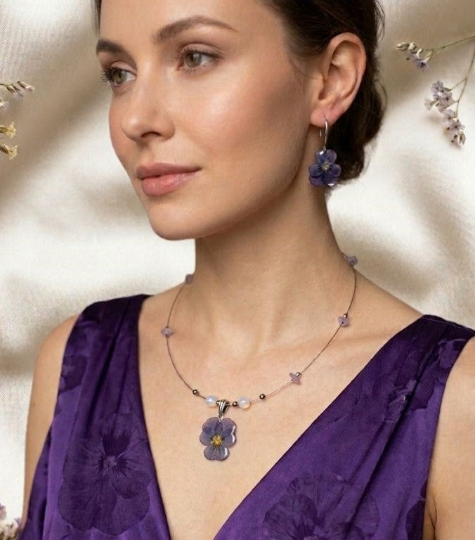 Violet Whisper – Real Violet Jewelry Set
