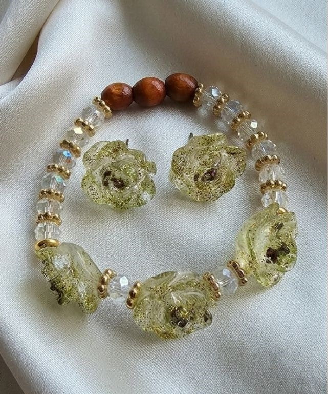 Sparkle Rose Jewelry Set – Bracelet & Earrings