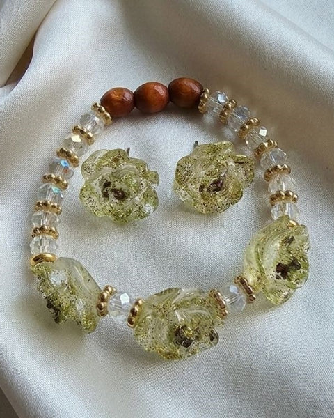 Sparkle Rose Jewelry Set – Bracelet & Earrings