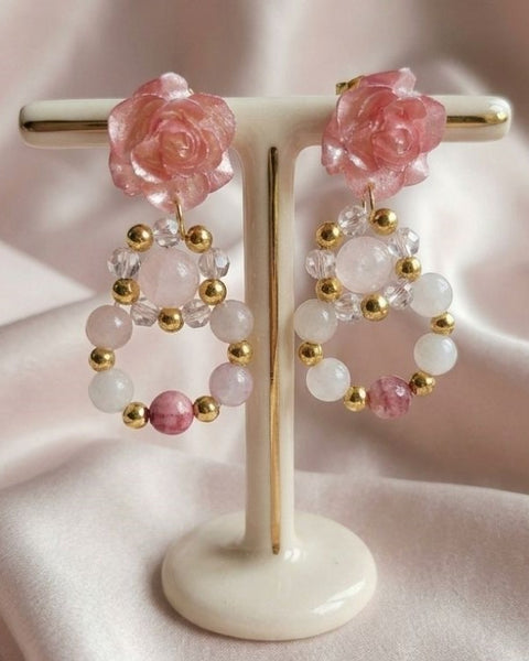 Blush Rose Harmony Earrings – Natural Gemstone Elegance