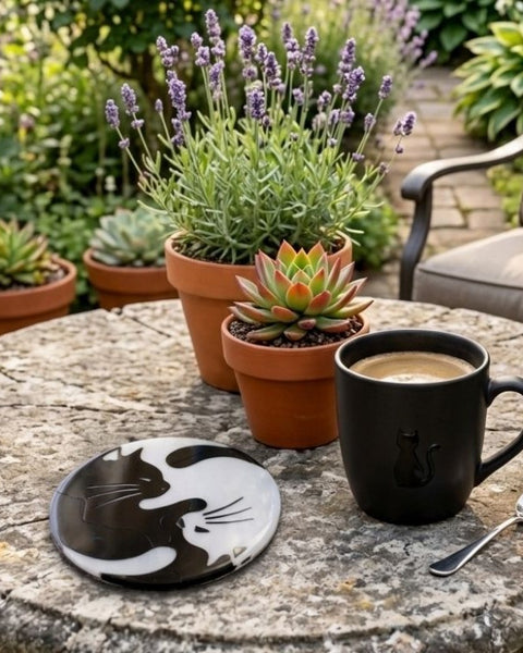 Yin & Yang Cats Coaster – Harmony in Black & White