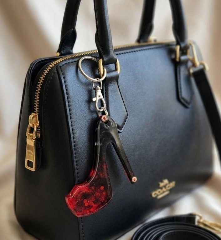 Midnight Flame Shoe Keychain – Glamorous Resin Charm