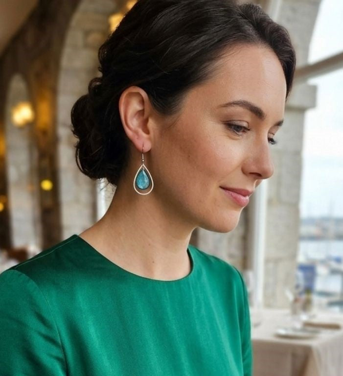 Ocean Wave Earrings – Resin Sea-Inspired Elegance