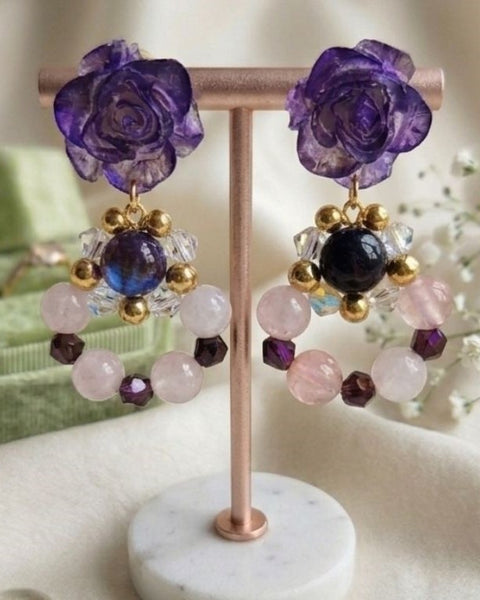 Deep Purple Harmony Earrings - Natural Gemstone Elegance