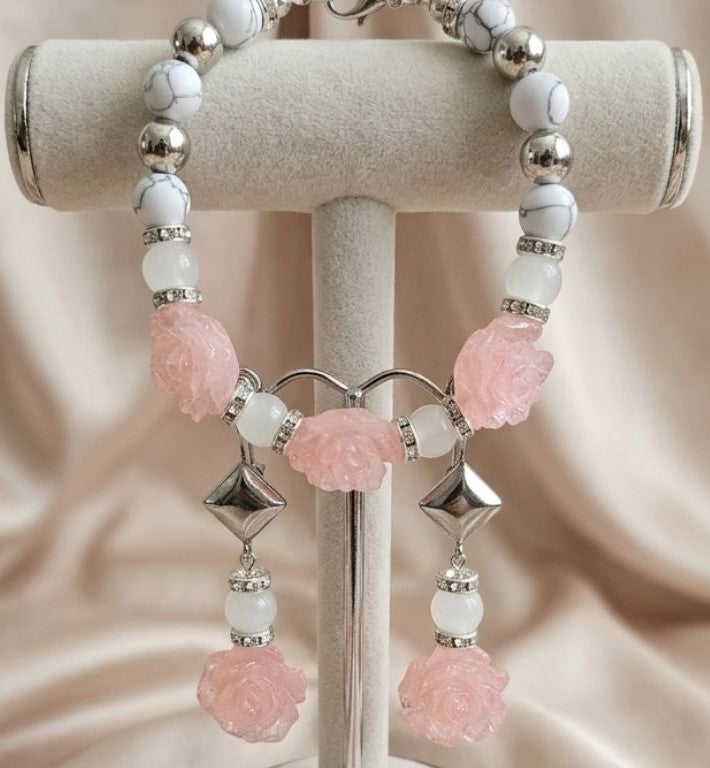 Charming Rose Jewelry Set – Earrings & Bracelet