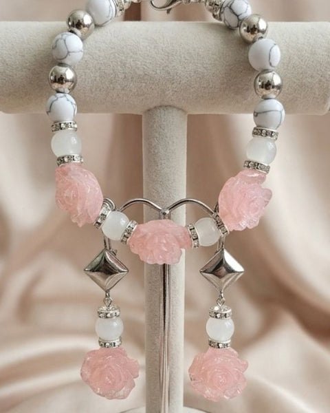 Charming Rose Jewelry Set – Earrings & Bracelet